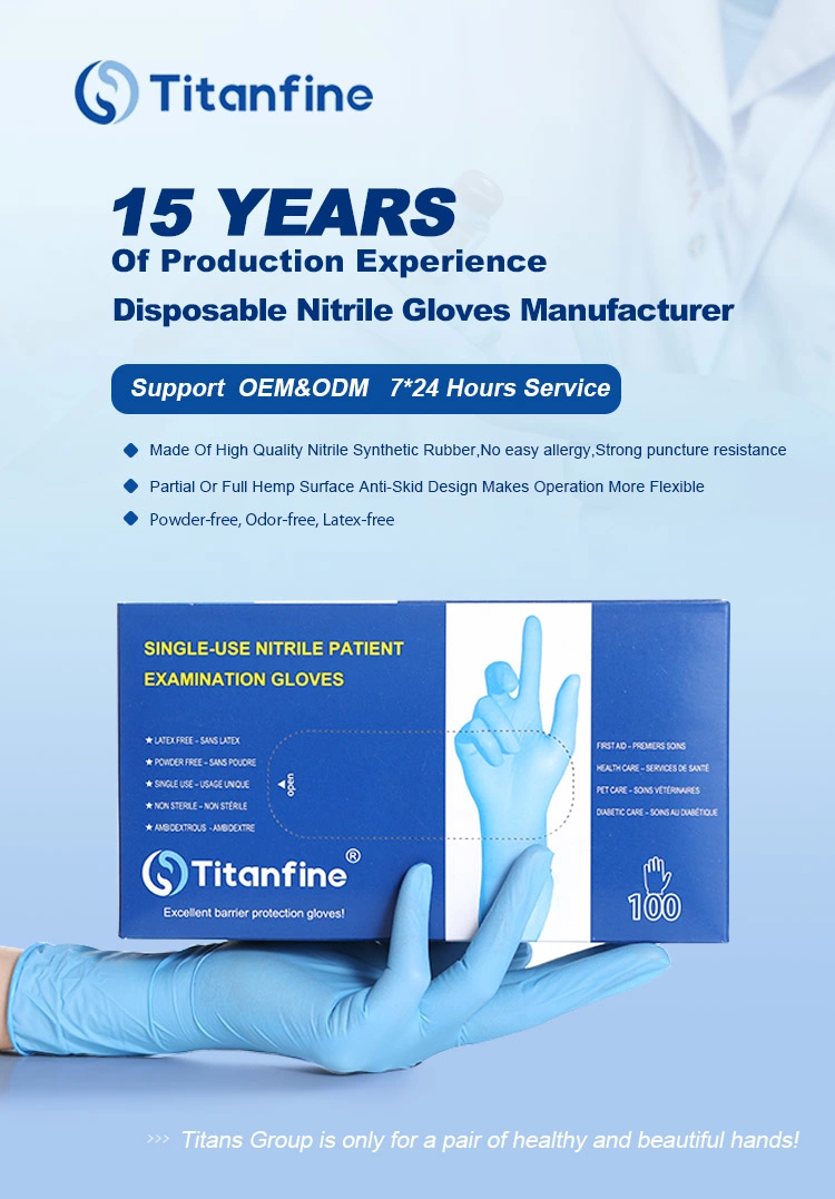 Medical Examination Disposable Nitrile Gloves Suppliers Boxes Powder Free Blue Medical Nitrile Gloves Manufacturer